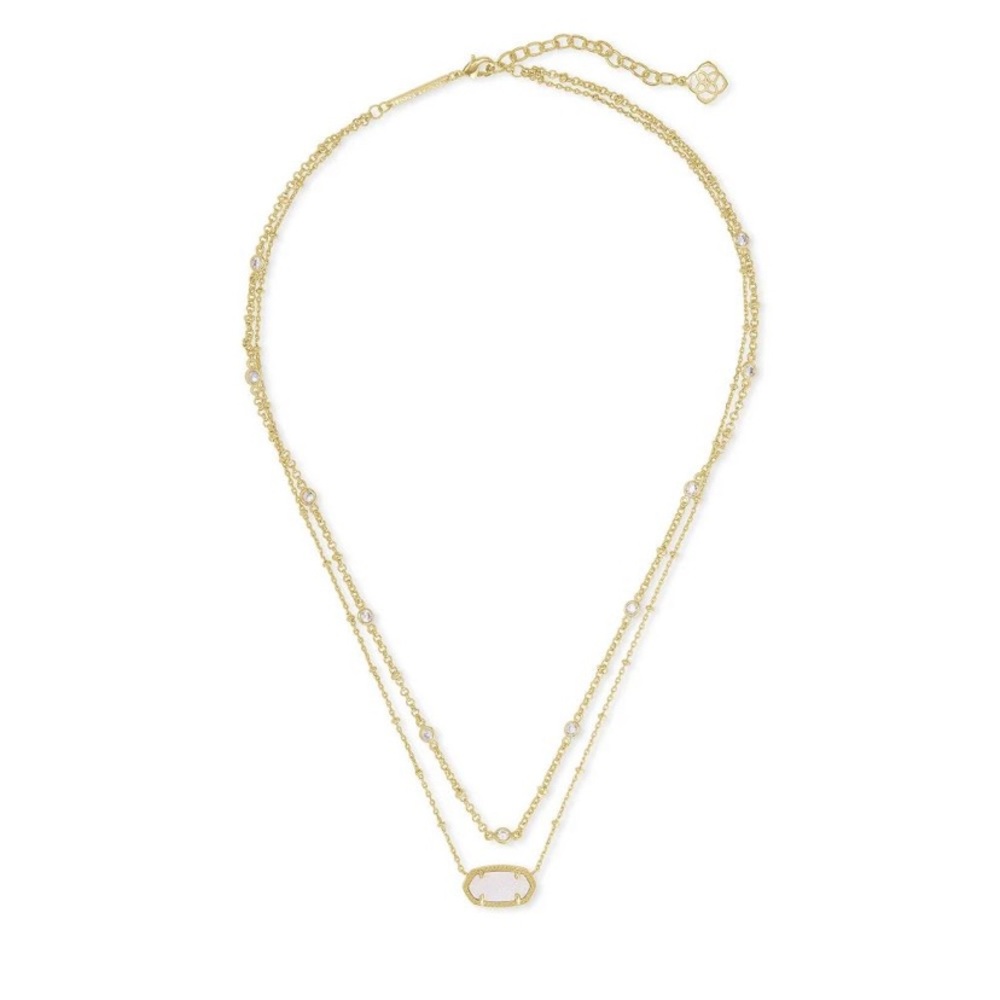 Kendra Scott Elisa Gold Multi Strand Necklace AND bracelet set, Iridescent Drusy - Picture 2 of 9